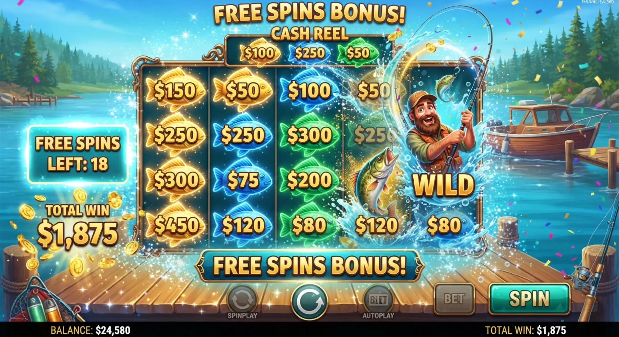 Free spin bónuszkör wild horgásszal és pénzértékes halakkal