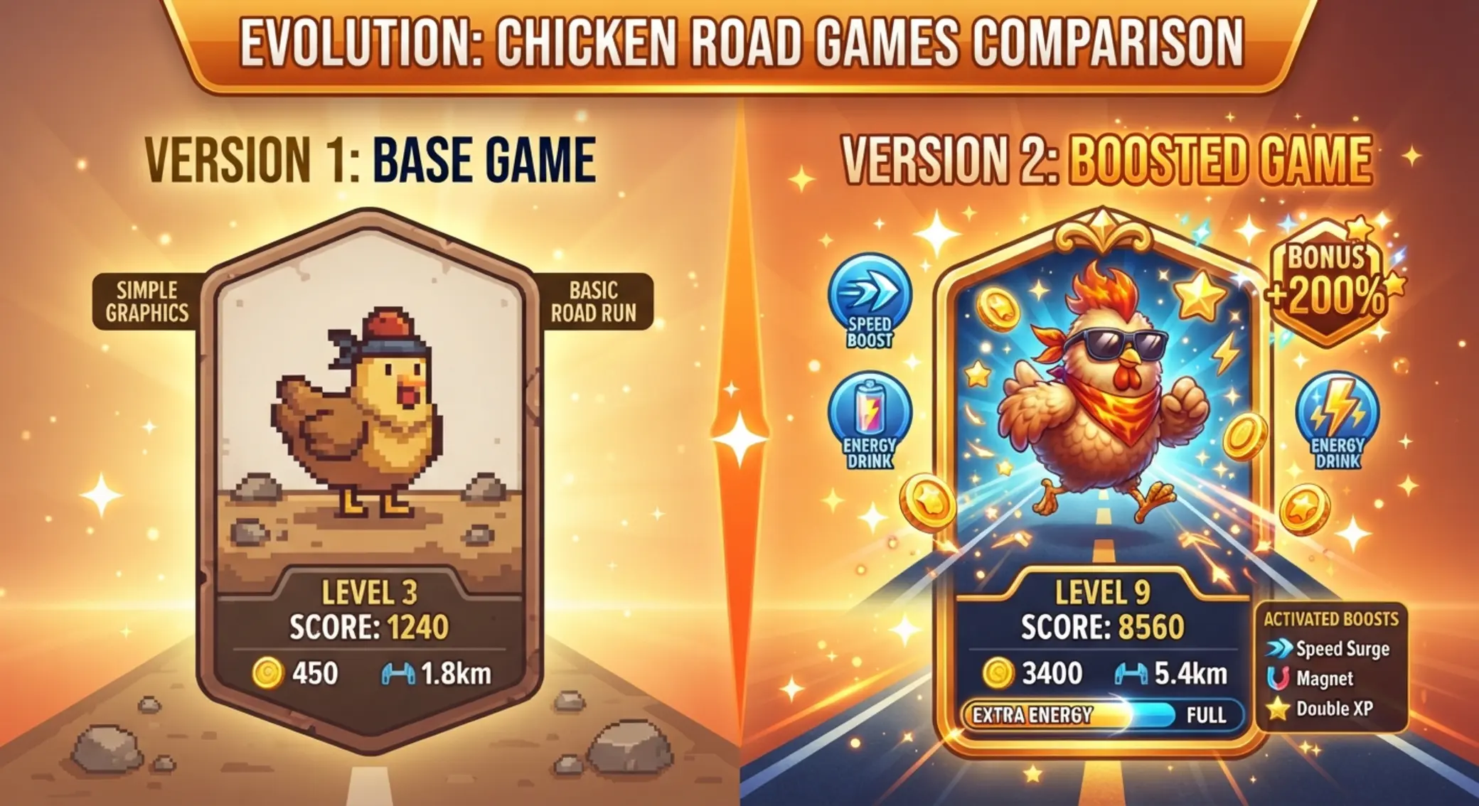 Chicken Road 1 és Chicken Road 2 Eredeti összehasonlító látvány