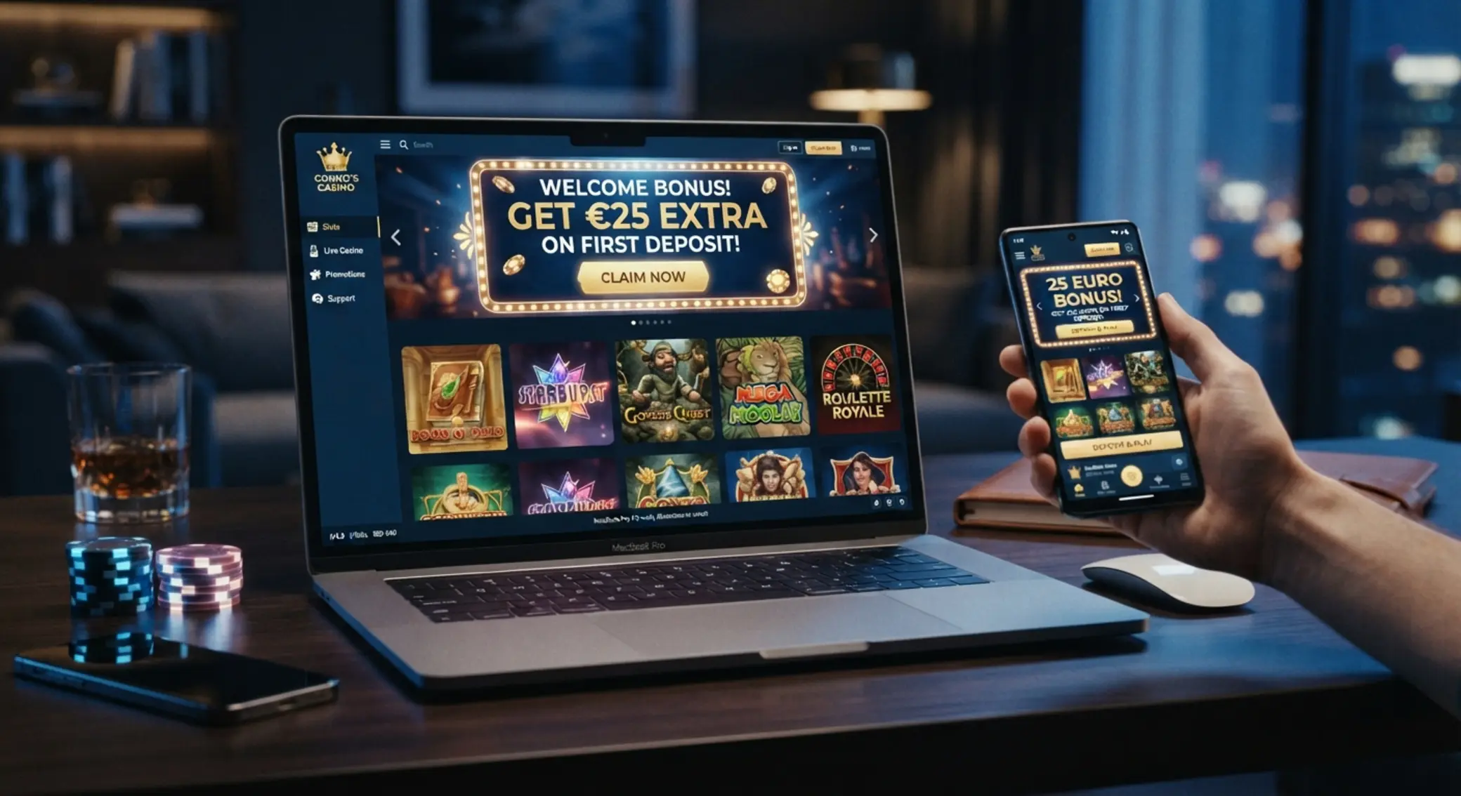 GG Bet Casino 25 € bónusz hangulatkép Kaszinó felület 25 eurós bónusz hangulattal