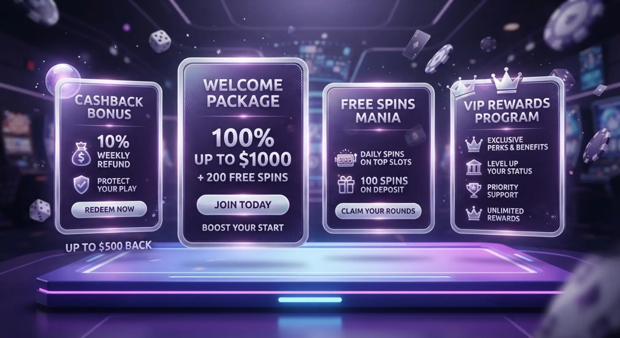 NV Casino bónuszcsomag többféle promócióval