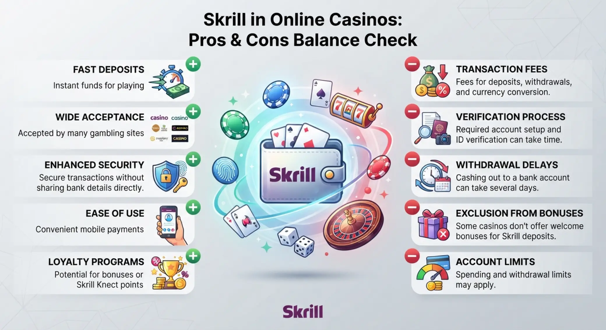 Skrill kaszinó használat előnyei és hátrányai vizuálisan