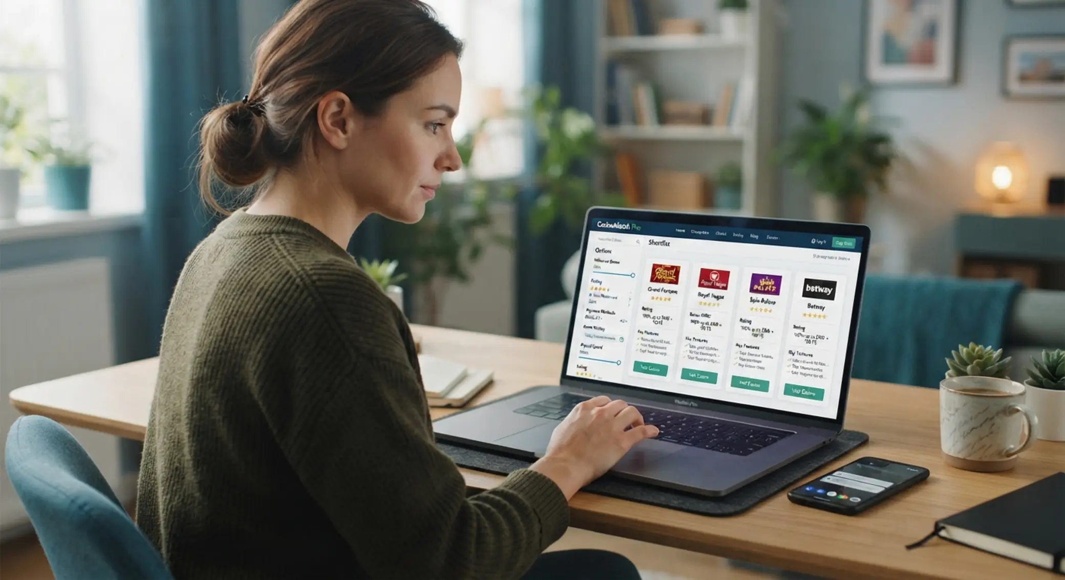 Játékos Trustly kaszinókat hasonlít össze laptopon