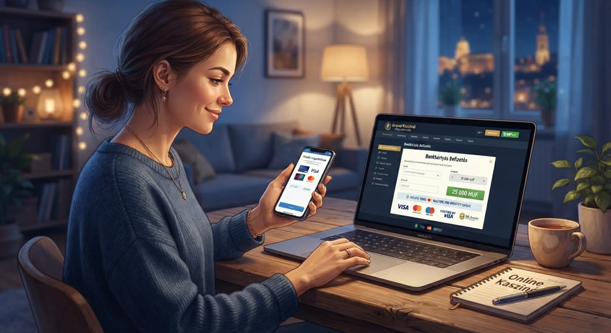 Játékos bankkártyával fizet online kaszinóban